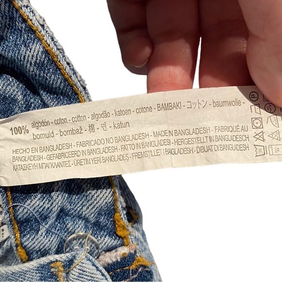 Zara Distressed Asymmetrical Blue Denim Midi Skirt - Picture 9 of 9